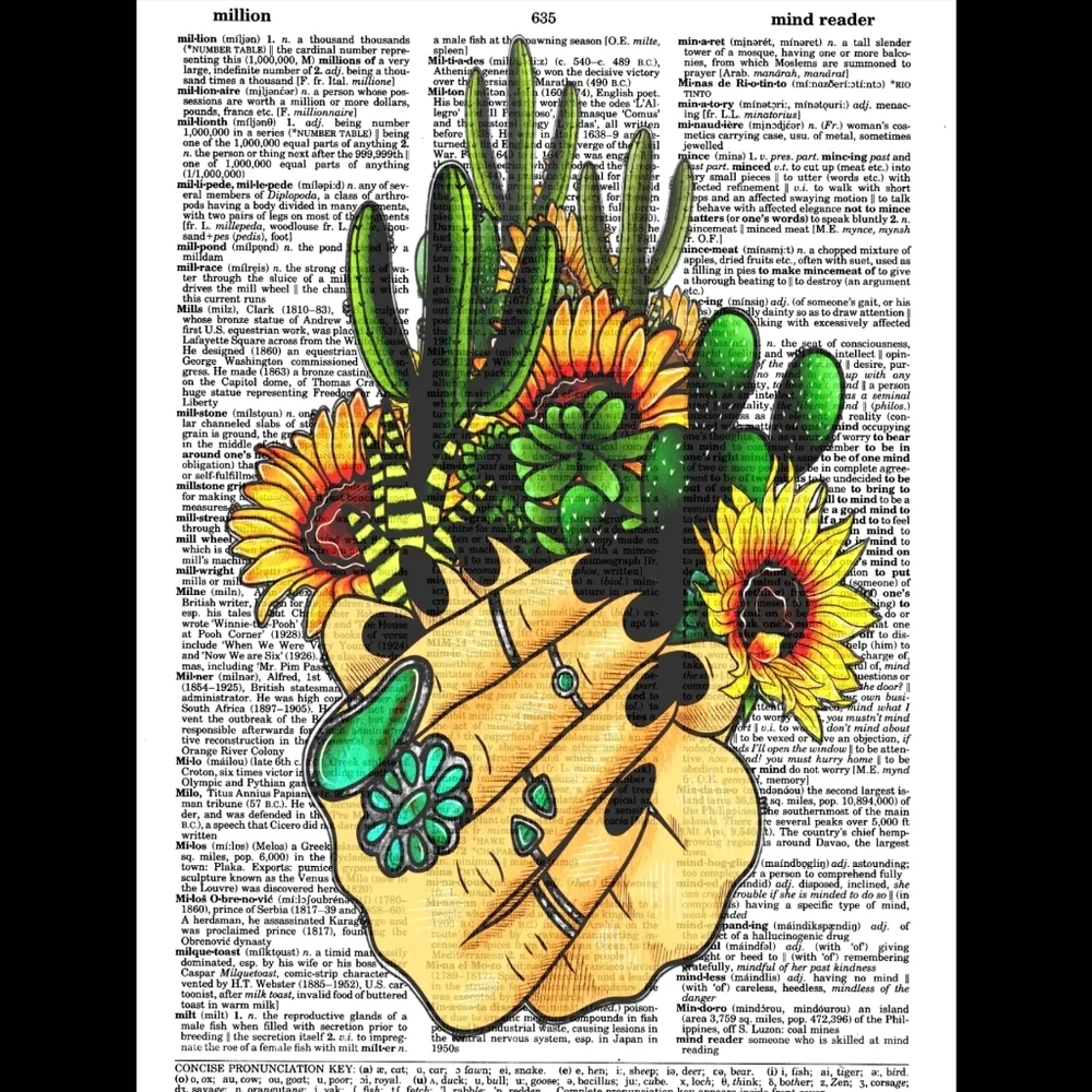 Cactus Desert Earth Mother Plant Lady Vintage Dictionary Art Pri…